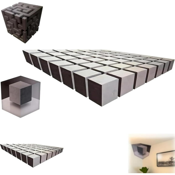 3D Optical Illusion Wall Decal for Corners - Geometric Peel & Stick Vinyl Sticker for Living Room & Bedroom Decor