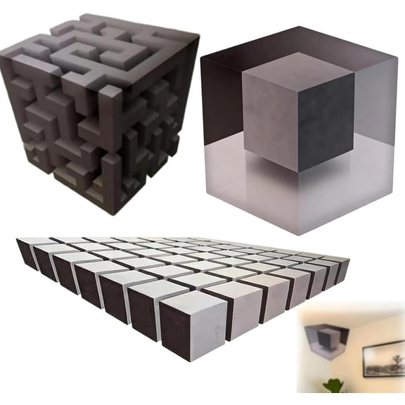 3D Optical Illusion Wall Decal for Corners - Geometric Peel & Stick Vinyl Sticker for Living Room & Bedroom Decor