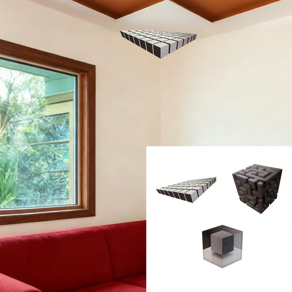 3D Optical Illusion Wall Sticker, Mind-Bending Corner Art Decor for Living Room Bedroom Office, Transforms Your Space with Visual Trick (1*Wall Sticker)