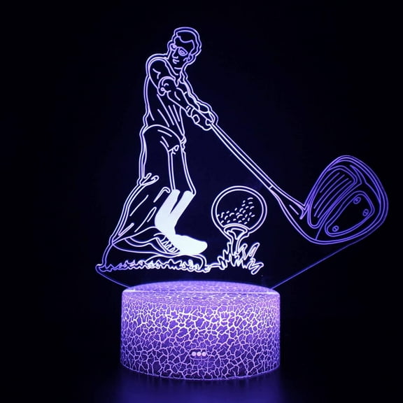 3D Optical Lamp Illusion Night Light Play Golf 3D Table Lamp Children Kids Birthday Gift Creative Light Gift Stereo Vision Colorful NightlightBeech Base: Colorful Touch