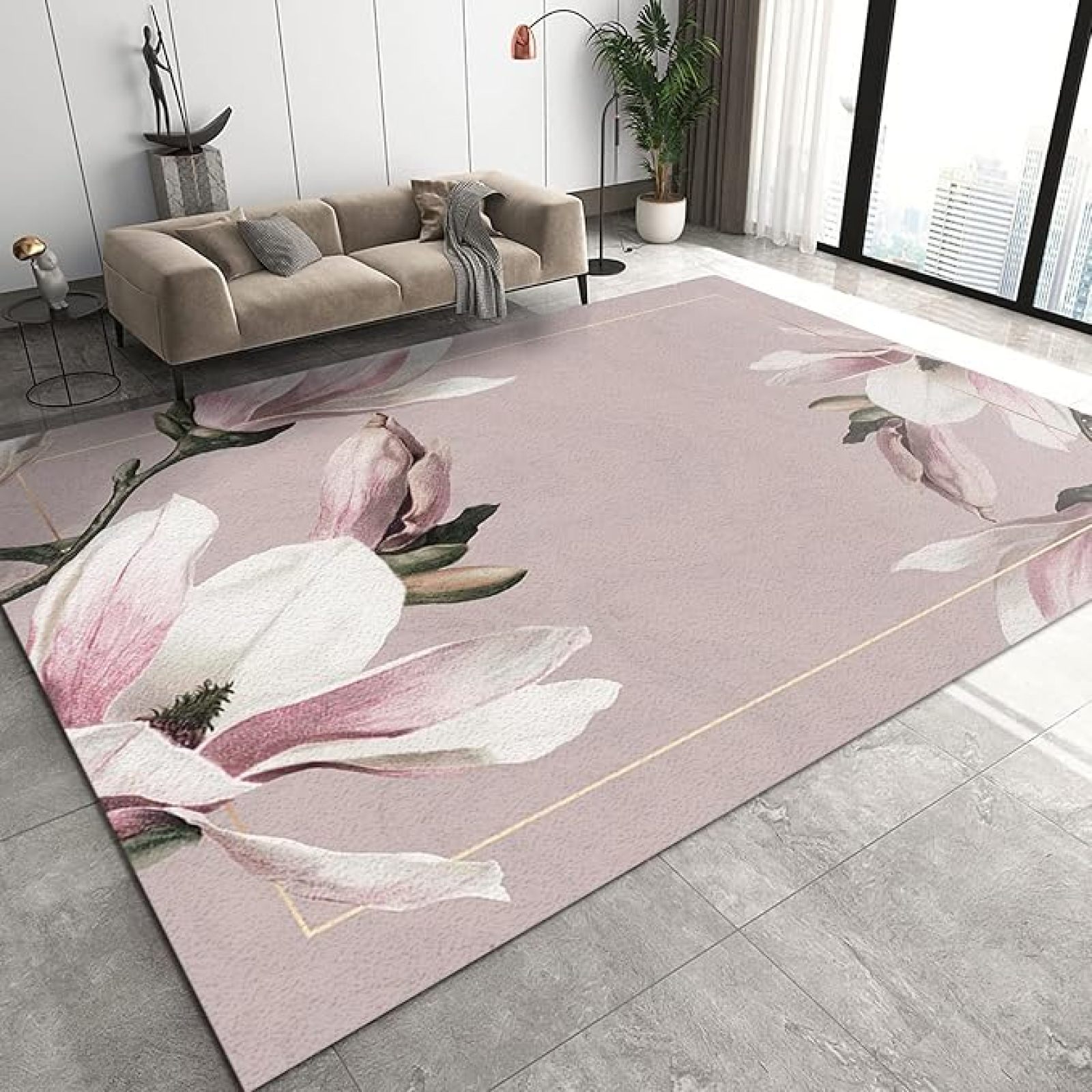 Orchidea Rugs 3D Orchid Area Rugs, Modern Simple Hand-Painted Pastoral Flowers Area ...