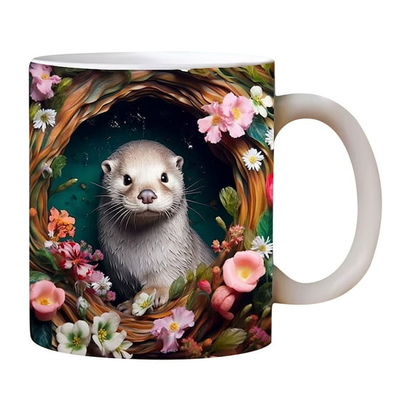 3D Otter Ceramic Coffee Mug 150ml Cute Animal Espresso Cup Gift for Nature Lovers