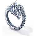 thumbnail image 1 of 3D Dragon Ouroboros Ring New Fashion Adjustable Sterling Silver Ring Men Women Jewelry, 1 of 4