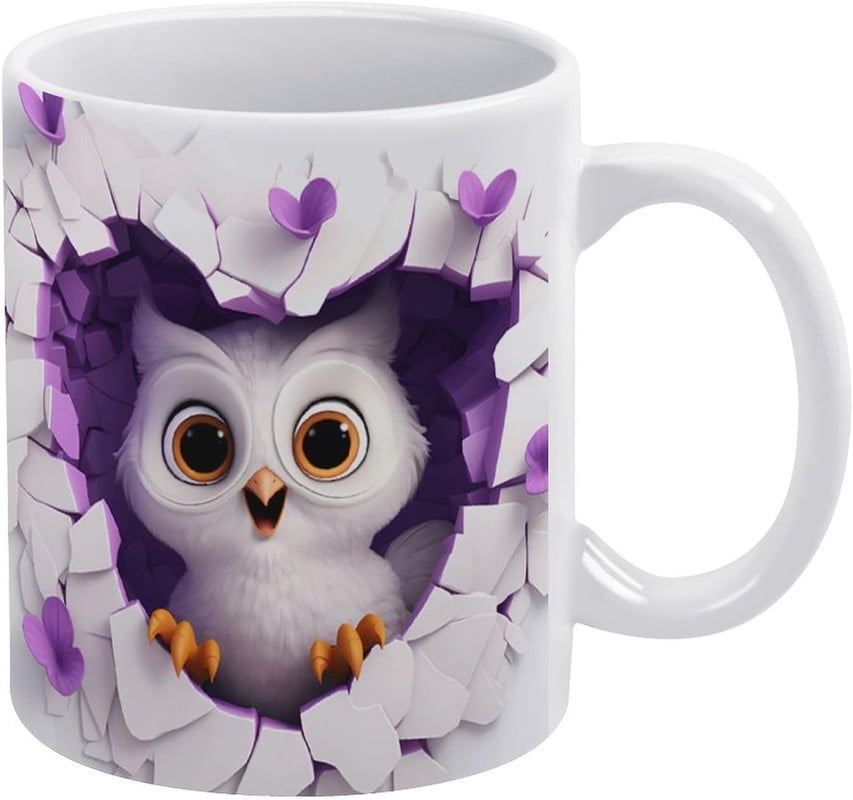 3D Owl Hole In A Wall 11Oz Mug Coffee Cup, Creative Space Design Multi-Purpose 3D Coffee Mug