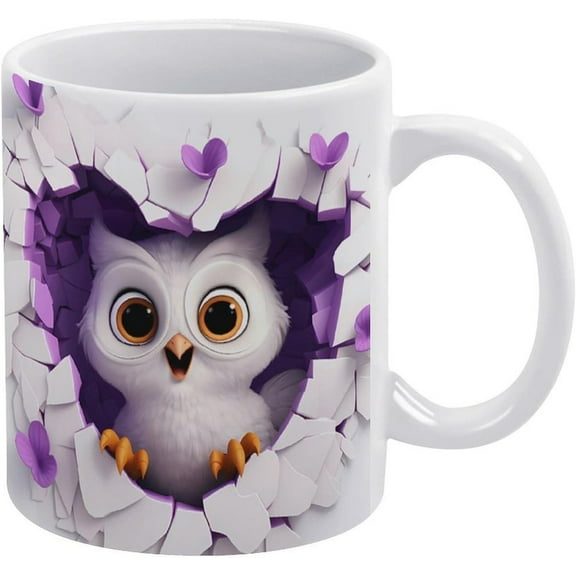 3D Owl Hole In A Wall 11Oz Mug Coffee Cup, Creative Space Design Multi-Purpose 3D Coffee Mug