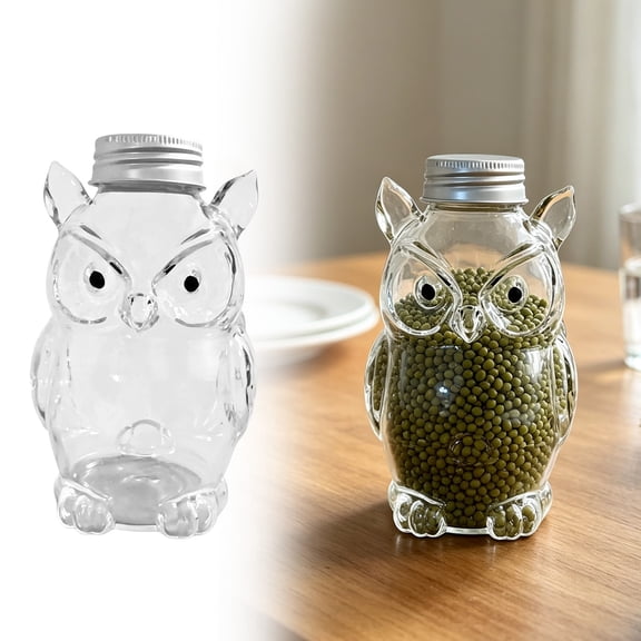 3D Owl Shaped Glass Storage Jar With Lid Animal Decorative Sealable Container For Cookies Candy Snack Pantry Kitchen Organizer(Clear-13X7.5Cm)