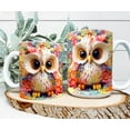 thumbnail image 1 of 3D Owl and Flower Mug, Owl Flower Mug, Animal Mug Design, Owl Floral Mug, 1 of 1