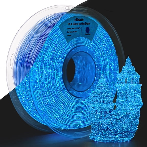 3D PLA Printer Filament, 1.75mm Glow in The Dark Shiny Firefly Blue Filament for Printing, Best with UV Lamps, 1kg Spool (2.2lbs), Dimensional Accuracy +/- 0.02 mm, Fit Most Printers