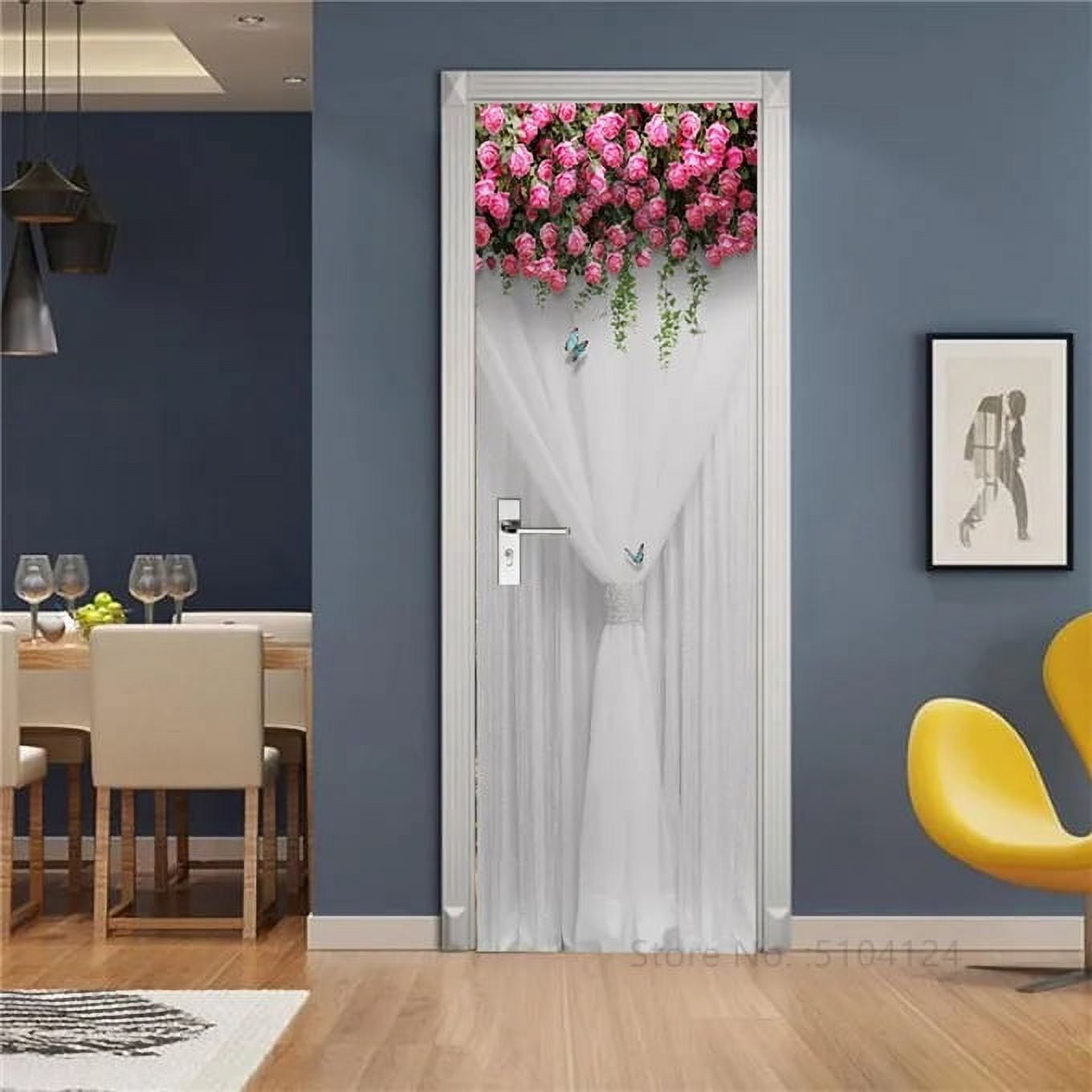 3D PVC Door Wallpaper Self-adhesive DIY Waterproof Sticker porte Home ...