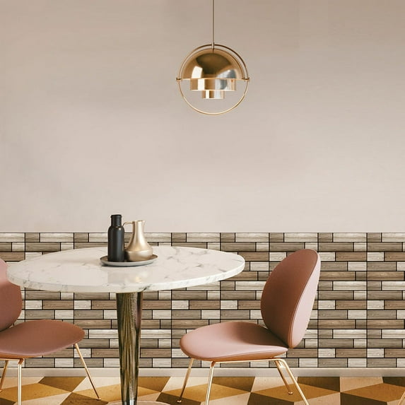 3D PVC Thick Tile Wall Stickers Splash-Proof Imitation Wood Peel & Stick Wall Panel Stickers Home Decor