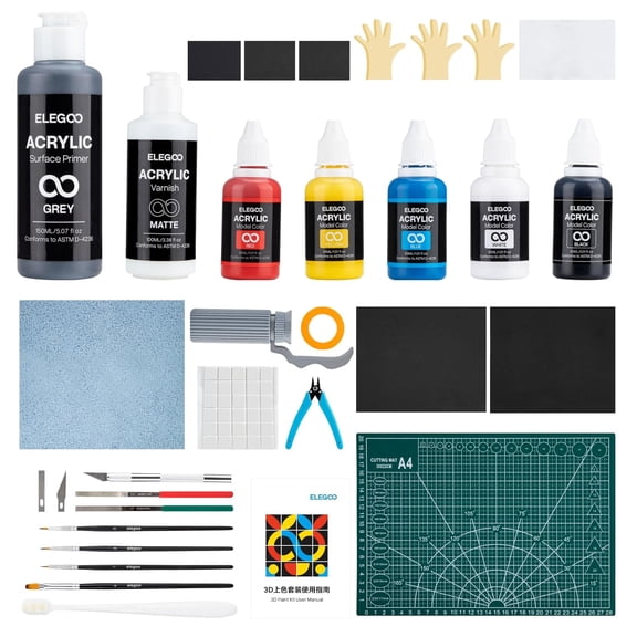 3D Paint Kit, Multifunctional 3D Printing Models Painting Kit, All-in-One Miniatures Coloring Kit for 3D Printing Enthusiasts