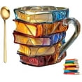 thumbnail image 1 of 3D Painted Book Mug for Hot or Cold Brews, Unique Design Library Coffee Mug, Book Club Gifts for Women, Reading Bookish Items Bookworm Librarian Lovers for Readers Writer, 1 of 10