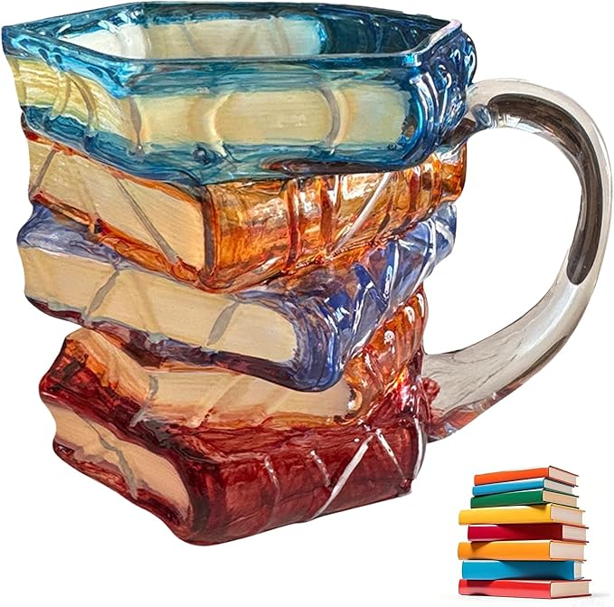 3D Painted Book Mug for Hot or Cold Brews, Unique Design Library Coffee ...