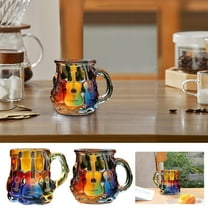 3D Painted Guitar Glass Coffee Mug - Hyped Musical Novelty Mug with Vibrant 3D Relief Details, Lead-Free & Dishwasher-Safe Gift for Music Teachers, Lovers, Home/office Use & Playdates, B