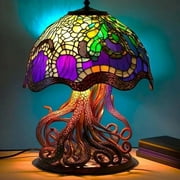 3D Painting Mushroom Table Lamp, 5.9 Inch Hight Stained Plant Series Night Light, 3D Bohemian Resin Mushroom Decorative Bedside Lamp for Bedroom Living Room Home Office Decor Gift