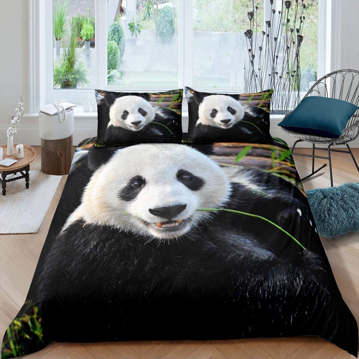 3D Panda Comforter Cover Twin Size Cute Panda Duvet Cover Bamboo