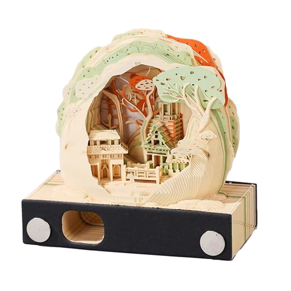 3D Paper Carving Art Calendar - Office Desktop Ornament, Birthday Gift, Stress Relief,Tour on A Mountain