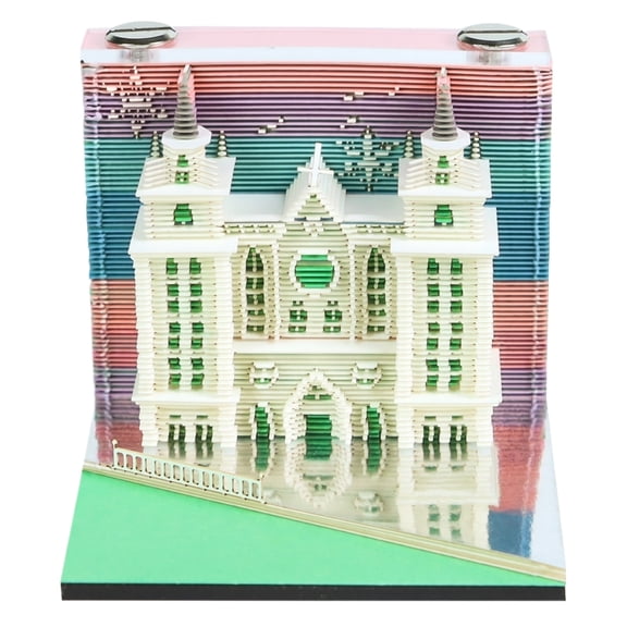 3D Paper Cut Cathedral Wall Decor , Hand-Tearable Note Paper Keepsake , Desktop Spiritual Religious Ornament