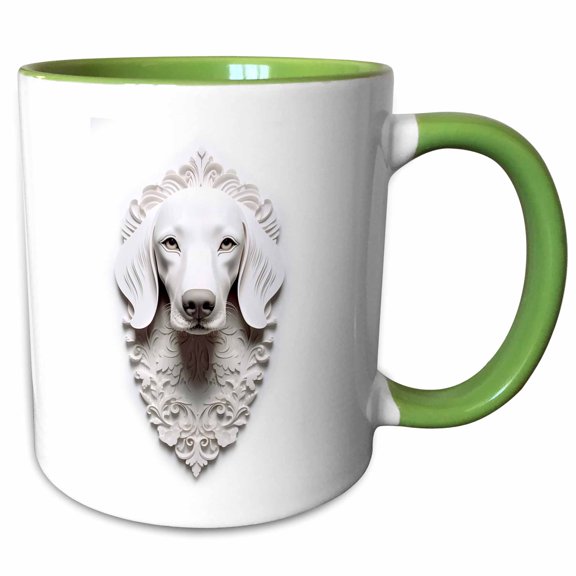 3drose, 3d Papercut Design of a Dachshund, 11oz Two-tone Green Mug