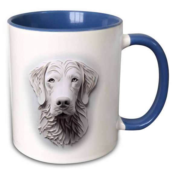 3drose, 3d Papercut Design of a Labrador Retriever, 15oz Two-tone Blue Mug
