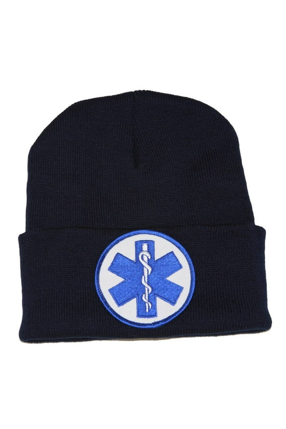 3D Patch Embroidery Law Enforcement Navy Cuff Beanie Emergency Medical Service