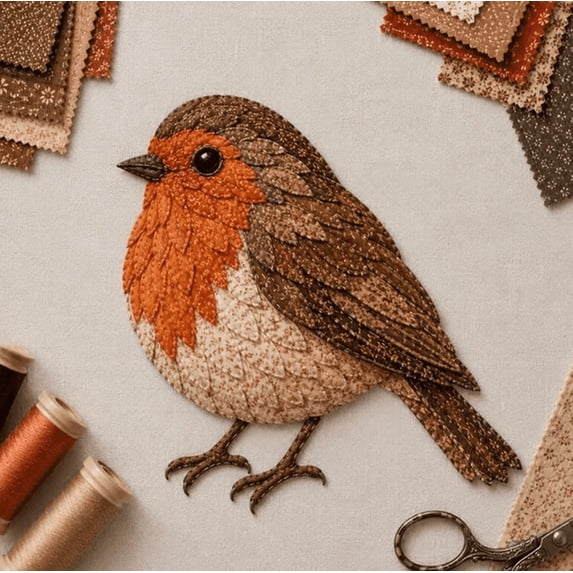 3D Patchwork Bird DIY Craft Kit, Creative Handmade Sewing Craft Project, Colorful Hummingbird Embroidery Art Set, Fabric Bird Decor Making Kit for Handcraft Lovers,Robin