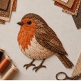 thumbnail image 1 of 3D Patchwork Bird DIY Craft Kit, Unique Home Decoration Gift, Colorful Hummingbird Embroidery Art Set, Handmade Sewing Fabric Bird Decor Making Kit,Robin, 1 of 7