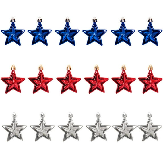 3D Patriotic Plastic Christmas Tree Pentagram Ornaments for 4th of July, American Independence Day Party Decorations, Festive Holiday Home Decor B