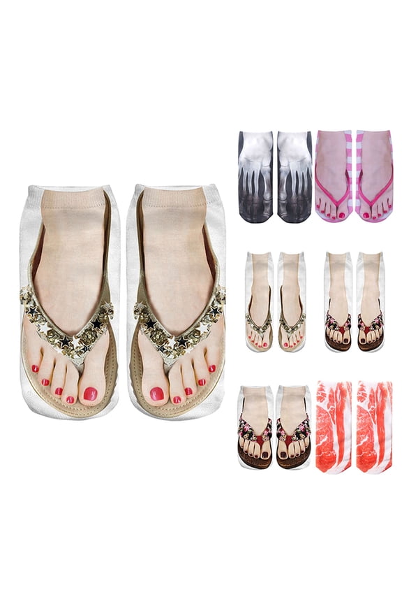 3D Pattern Manicure Print Running Socks Fun Hidden Design for Women Personalized Style