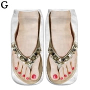 3D Pattern Manicure Print Socks Flip Flop Funny Hidden Running Sock -Women Hot K5R9