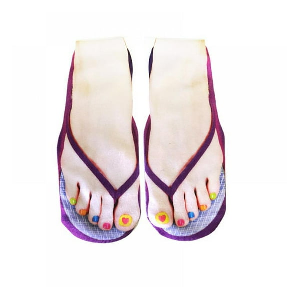 3D Pattern Manicure Print Socks Flip Flop Funny Hidden Running Socks Women Personalized Low Cut Ankle