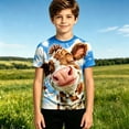 thumbnail image 1 of 3D Pattern Print T-Shirt for Boys Funny Animal's Shock Face Full Print Shorts Sleeve Tees Crew Neck Summer Tops, 1 of 5