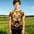 thumbnail image 1 of 3D Pattern Print T-Shirt for Boys Funny Animal's Shock Face Full Print Shorts Sleeve Tees Crew Neck Summer Tops, 1 of 5