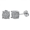 thumbnail image 1 of 3D Pave Stud VVS Moissanite Earrings .925 Sterling Silver, 1 of 2