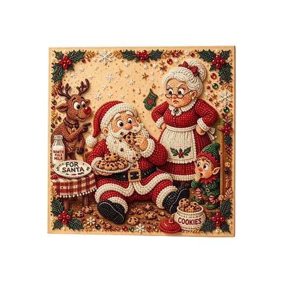 3D Pearl Absurd Christmas Moments Art Kit DIY Funny Holiday Decor Christmas Pearl Diamond Painting Art with Frame for Adults Beginners