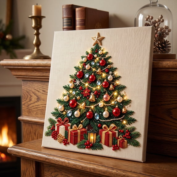 3D Pearl Beads Art Craft Kit with Frame, DIY Christmas Pearl Diamond Art Kit, Including Santa Claus, Snowman, Christmas Tree, Reindeer and Gift Boxes for Home Wall Decor