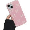 thumbnail image 1 of 3D Pearl Bowknot Soft Phone Case Compatible with iPhone Case (Pink,iPhone 13), 1 of 6