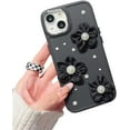 thumbnail image 1 of 3D Pearl Flower Candy Color Plated Camera Lens Protector Soft  for iPhone Case (Black,iPhone 13 Pro Max), 1 of 7