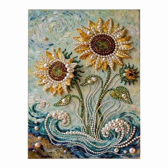 3D Pearl Painting Kit, Ocean Themed DIY Craft Set, Suitable for Adults and Beginners, 40 x 30 cm Moisture Proof Canvas, Ideal for Home Wall Decor Gifting