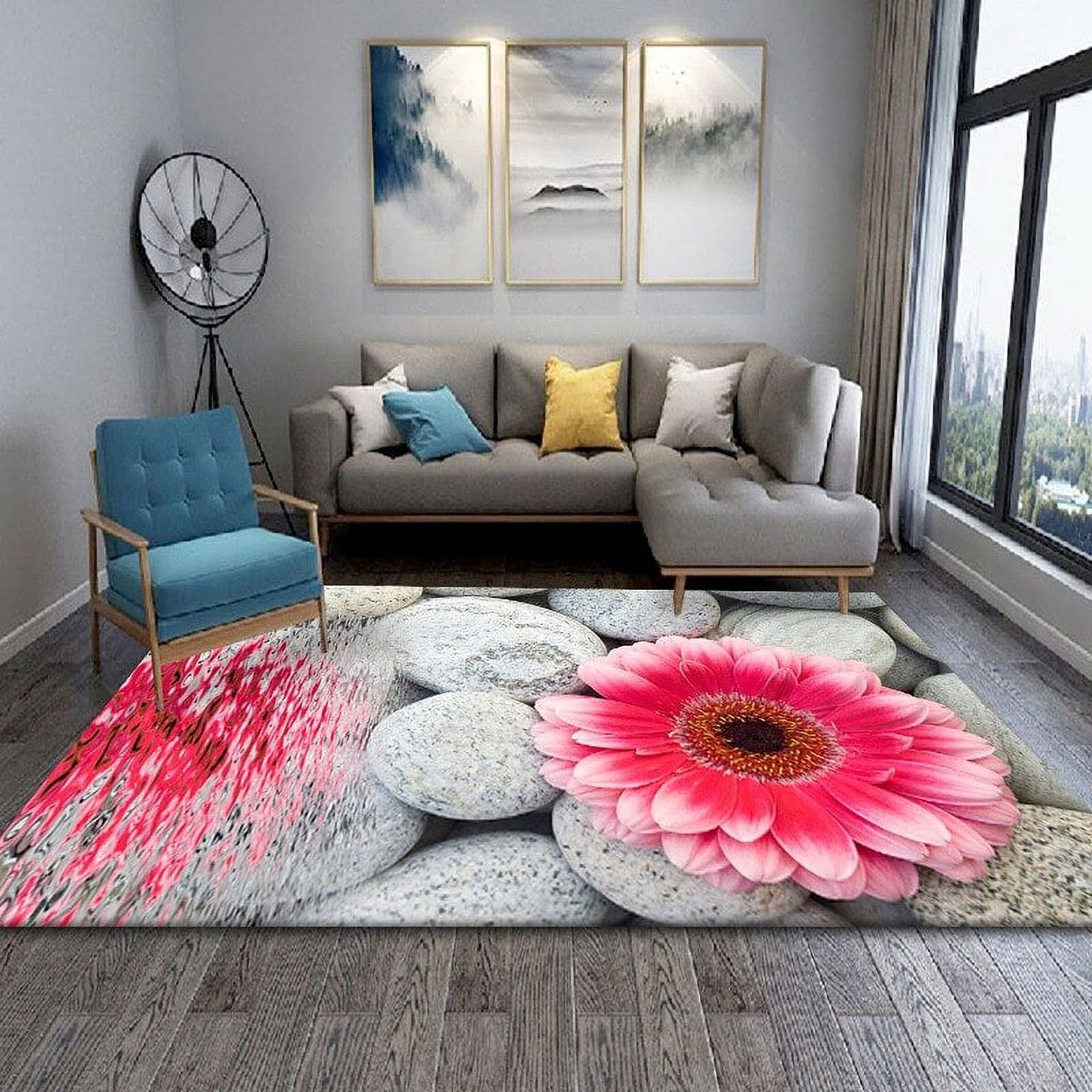 3D Pebble Stone Printed Carpet for Living Room Bathroom Bedroom ...