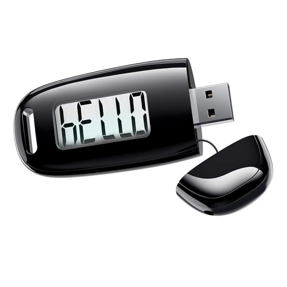3D Pedometer Step Counter with LCD Backlight, USB Charging, Belt Clip & Lanyard