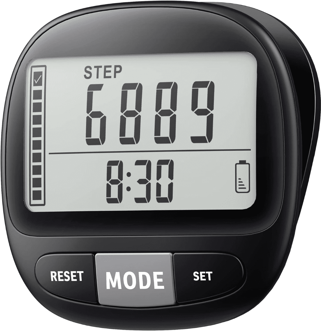 3D Pedometer For Walking With Removable Clip And Carabiner Simple Step Counter For Walking Accurate Clip On Step Tracker For Men Women Kids (Black
