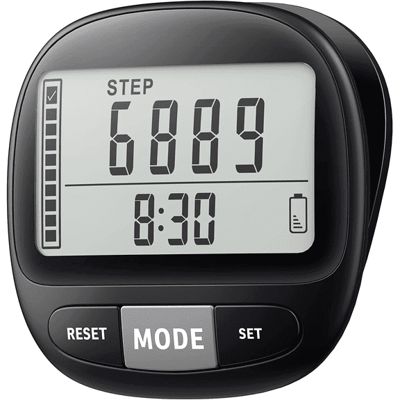 3D Pedometer for Walking with Clip and Strap, Walking Distance Miles, Calorie Counter, 7 Days Memory, Daily Target Monitor, Activity Time. Accurate Step Counter for Men Women & Kids Seniors