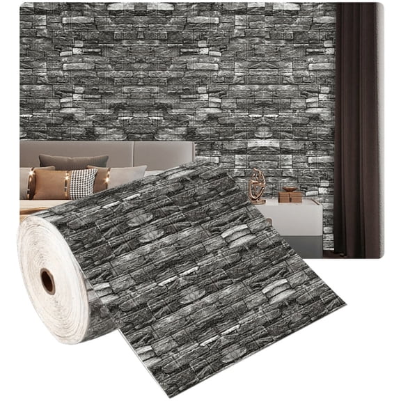 3D Peel and Stick Foam Brick Wall Panels – 118.11in / 196.85in / 393.7in, Easy to Clean & Cut, Grid Pattern for Home Decor – Self-Adhesive Wallpaper for Living Room, Kitchen, Bedroom, Office, Dorm