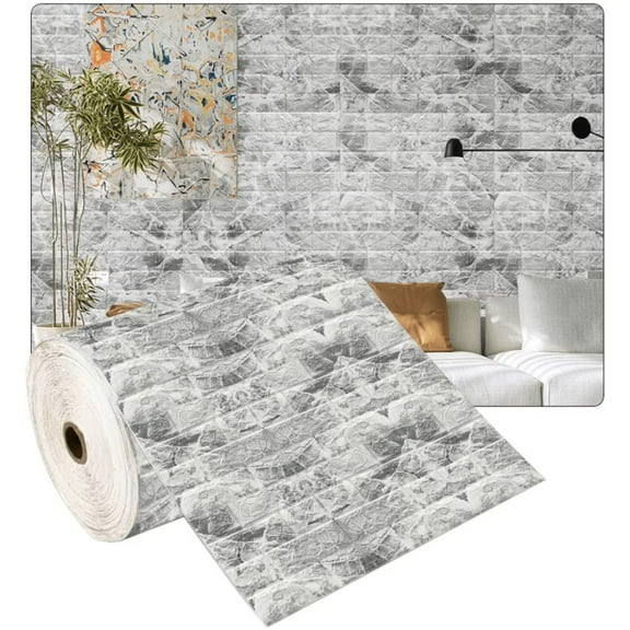 3D Peel and Stick Foam Brick Wall Panels – 118.11/196.85/393.7in, Grid Pattern for Living Room, Kitchen, Bedroom