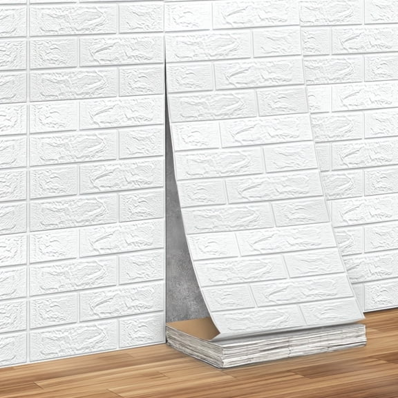 3D Peel and Stick Foam Brick Wall Panels – 118.11in / 196.85in / 393.7in, Easy to Clean & Cut, Grid Pattern for Home Decor – Self-Adhesive Wallpaper for Living Room, Kitchen, Bedroom, Office, Dorm