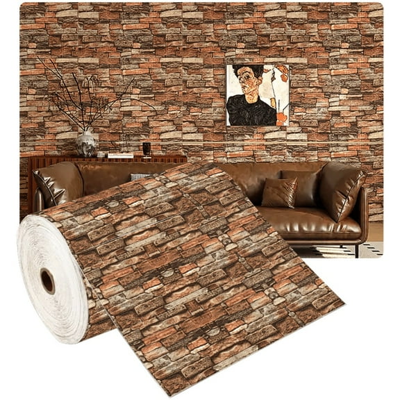 3D Peel and Stick Foam Brick Wall Panels – 118.11in / 196.85in / 393.7in, Easy to Clean & Cut, Grid Pattern for Home Decor – Self-Adhesive Wallpaper for Living Room, Kitchen, Bedroom, Office, Dorm