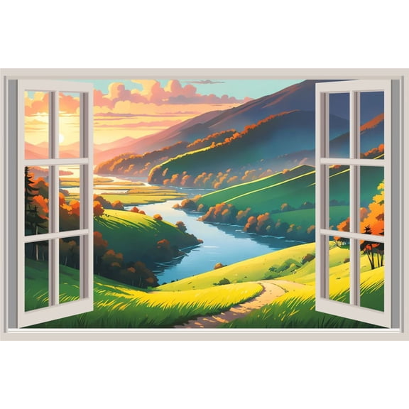 3D Peel & Stick Window Wall Decal | Vinyl Nature Illusion Mural | Removable Home Dcor for Bedroom, Office & Living Room Pack Of 1