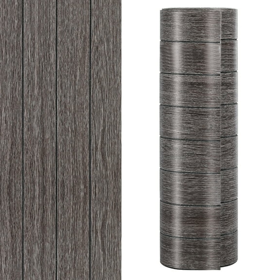3D Peel and Stick Wall Panels Wood Grain Textured Wall Slat Panel Self Adhesive Waterproof Plank Wallpaper for Kitchen Bathroom 15.6''x117''(Brown)