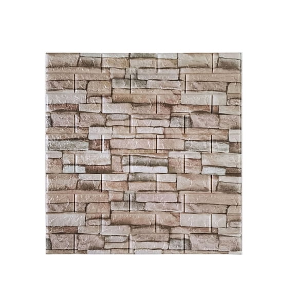 3D PeelandStick Wall Tiles, 12X12 In, 3D Embossed Finish, Faux Brick Wall Panels, Wall Covering PeelandStick, Heat Resistant, Neutral Gray, 8 Pc